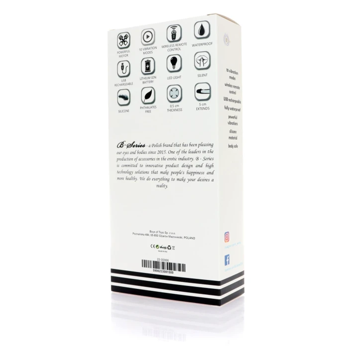 Wibracyjna przedłużka - Stymulator, 10 funkcji, zdalne sterowanie, wodoodporny