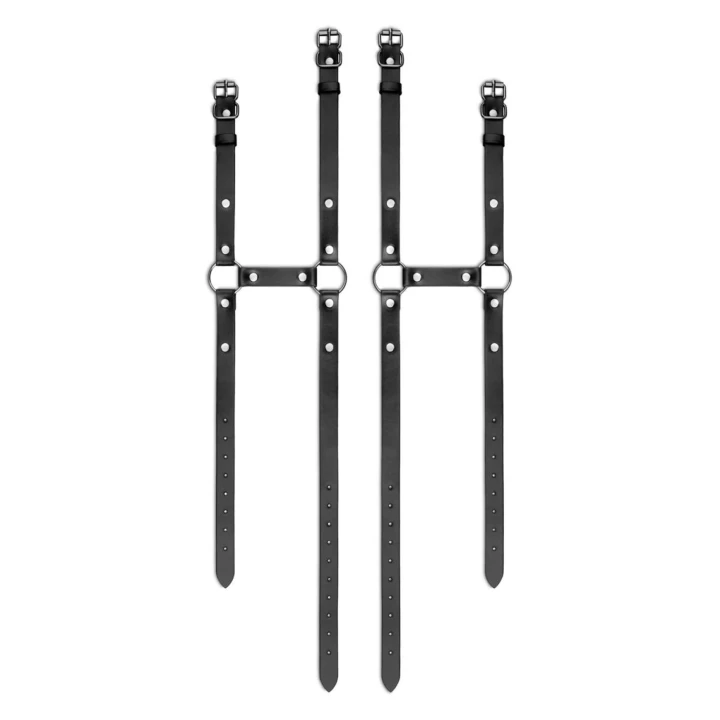 Obroże BDSM - Bedroom Fantasies - Skórzane Cuffs z Metalowymi Pierścieniami, Czarny