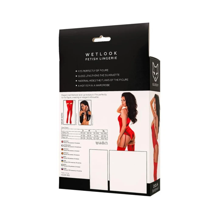 Bodystocking GLOSSY - Wetlook, elastyczna dzianina, modelująca figura, błyszczące wykończenie