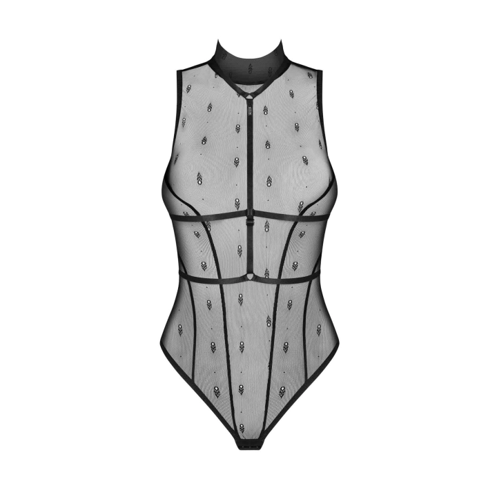 Body OBSESSIVE z uprzężą, transparentne, regulowane paski, S/M