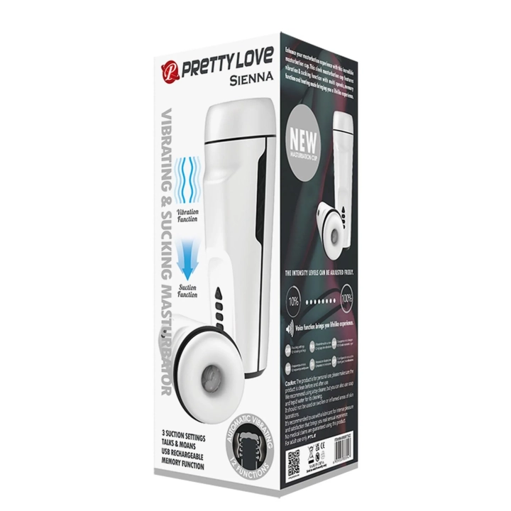 Masturbator PRETTY LOVE - SIENNA, 12 trybów wibracji, 3 funkcje ssania, tekstura TPR