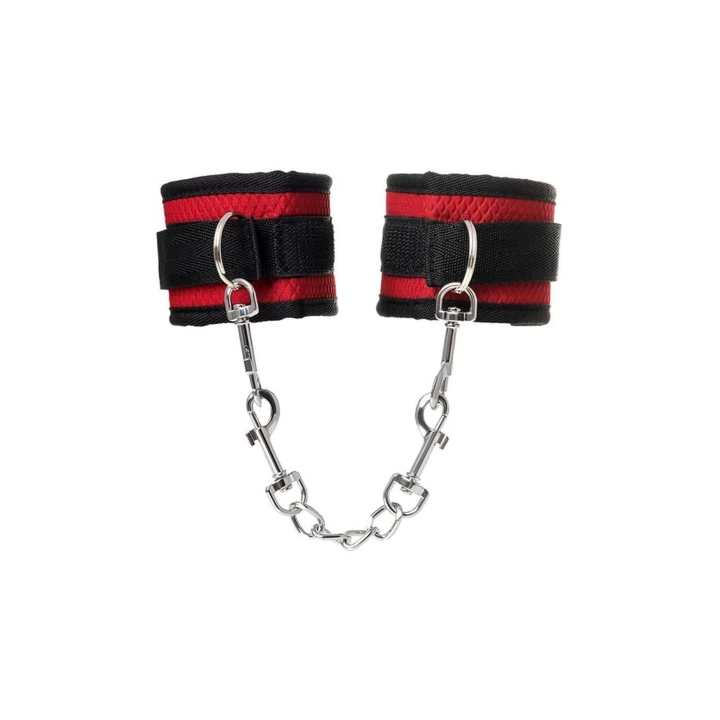Zestaw bondage Anonymo, regulowane pasy, kajdanki, maska, czerwono-czarny