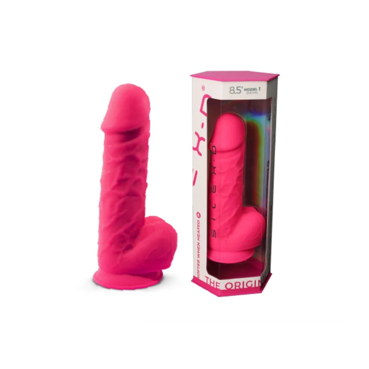 Dildo SilexD Model 4 (8,5") Różowy, Silikon Memory, Przysadka, Kompatybilny z uprzężą