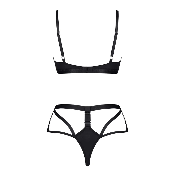 Komplet bielizny - DEMONIQ Kolekcja Lady X - czarna koronka, usztywnione miseczki, szorty