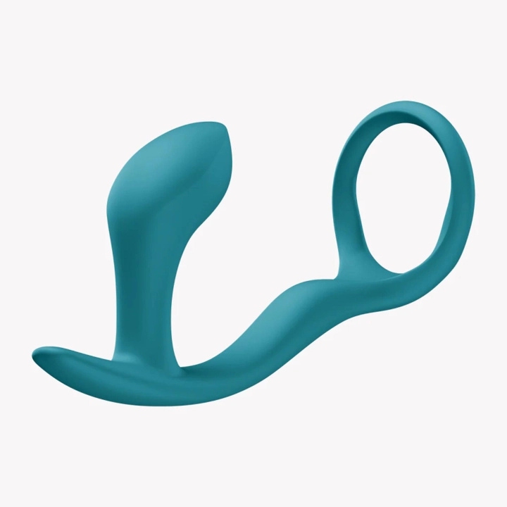 Pierścień erekcyjny z plugiem analnym Bootie Ring – silikonowy, butelkowozielony, 6,3 cm