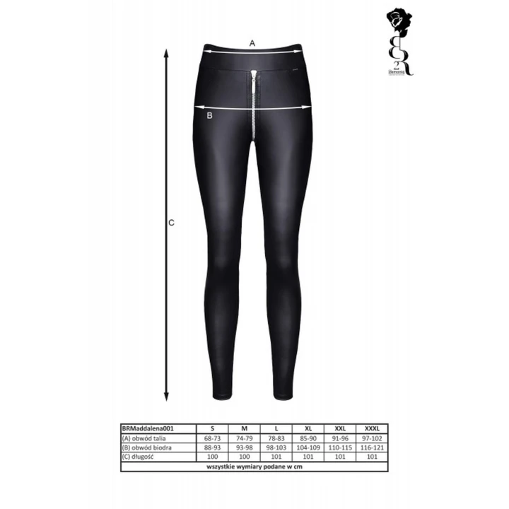 Leginsy wetlook DEMONIQ Kolekcja Silver Touch z odpinanym zamkiem, czarne, XXL