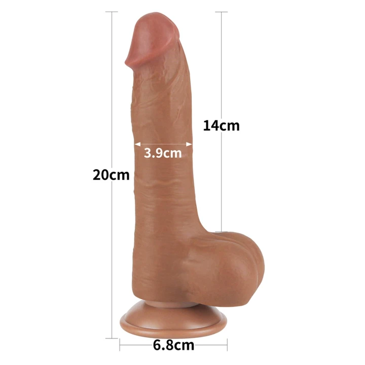 Dildo Ręcznie Wykonane TPE 8'' z Technologia Przesuwającej Się Skóry Brown