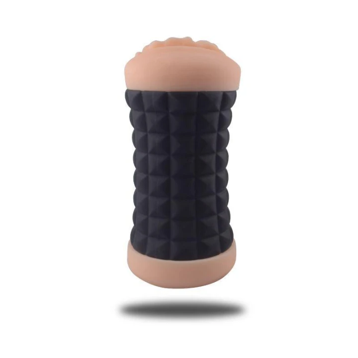 Masturbator - Doppio, 15 cm długości, symulacja pochwy i odbytu, czarny silikon