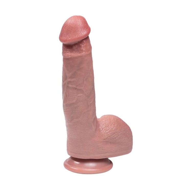 Dildo silikonowe Hyper-Realistic 21 cm – elastyczne, realistyczne żłobienia, przyssawka