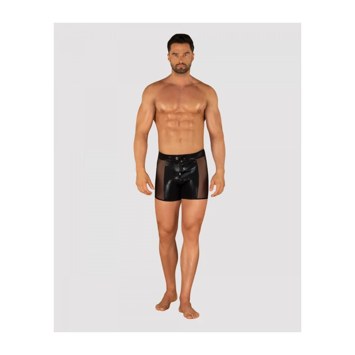 Szorty kąpielowe OBSESSIVE Punta Negra, czarne, prześwitujący materiał, S/M, wygodne wiązanie