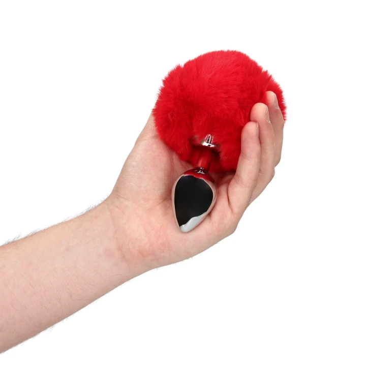 Wtyczka analna Bunny Tail Metal - Aluminium, Puszysty ogon, Ergonomiczny kształt