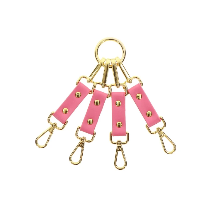 Hogtie do bondage'u Taboom Malibu, skóra ekologiczna PU, złote detale, 32 cm