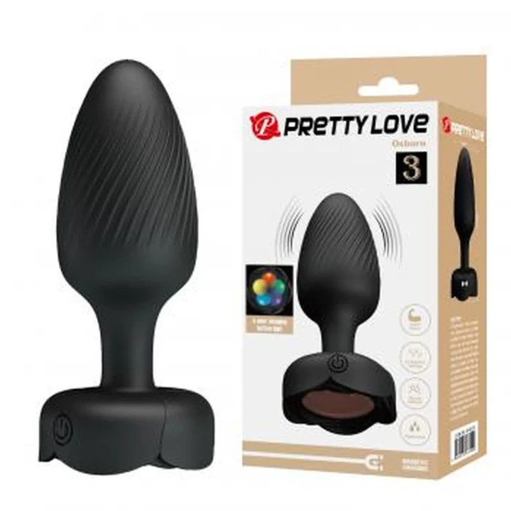 Korek analny PRETTY LOVE Osborn, silikonowy, 10 wibracji, wodoodporny, LED