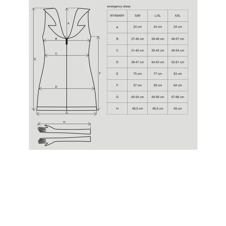 Kostium pielęgniarki Bielizna-Emergency S/M z zamkiem, stetoskopem i dodatkami