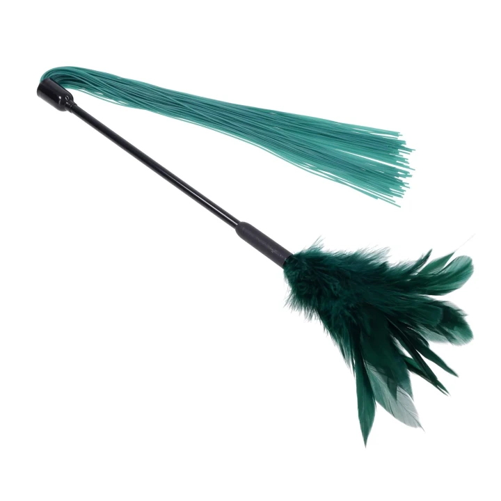 Piórkowy drażniacz (feather tickler) Indica – dwustronny: pióra + silikon, kompaktowy