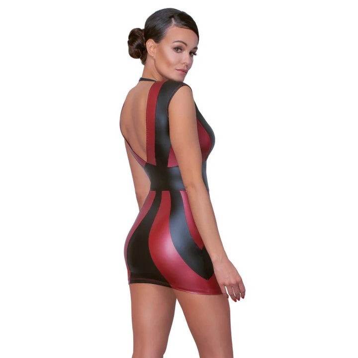 Sukienka COTTELLI PARTY czerwona/czarna, taliowana, z głębokim dekoltem