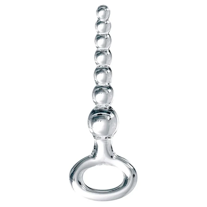 Zakrzywiony łańcuszek analny Icicles No. 67, szkło, długość 20,5 cm, średnica 1,4-3,7 cm