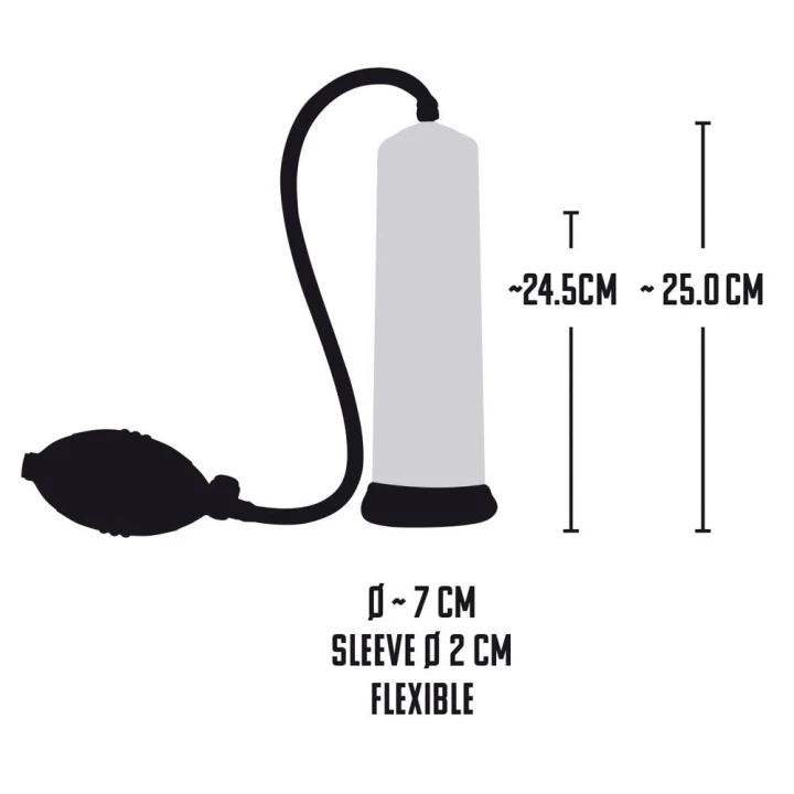 Pompka próżniowa do penisa MB Professionals z miarką 25 cm, silikonowy mankiet