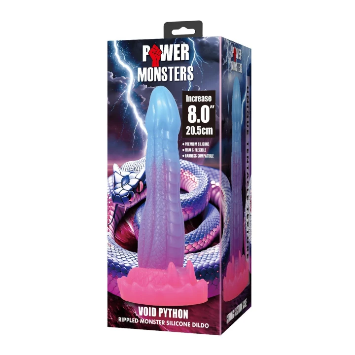 Dildo Power Monsters Void - 20,5 cm, silikon, teksturowany, z przyssawką
