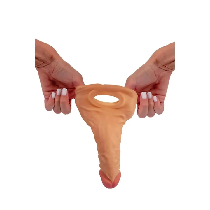 Nasadka przedłużająca - TPE, 21cm długości, 3cm średnicy, pasek na jądra