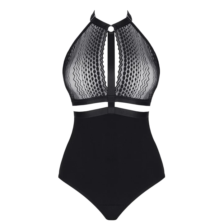 Body Aleta001 - DEMONIQ Kolekcja Lady X, czarne, koronkowe, elastyczne, z regulatorem, S-XXL