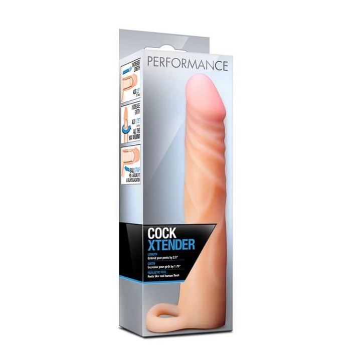 Przedłużacz penisa TPE Performance - 11,4 cm, miękki z paskiem, opóźniający wytrysk