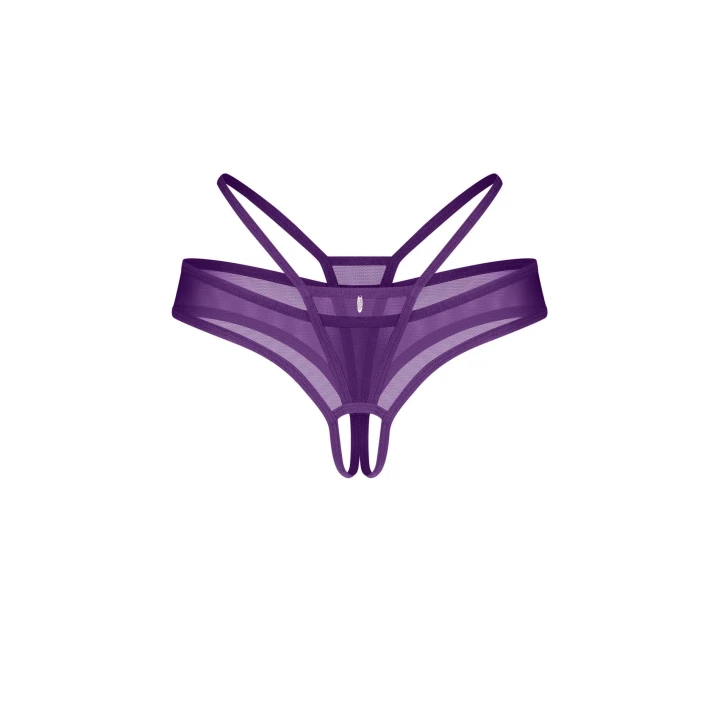 Stringi bezkroczowe OBSESSIVE L/XL, fioletowa siateczka, srebrny akcent, wygodny materiał