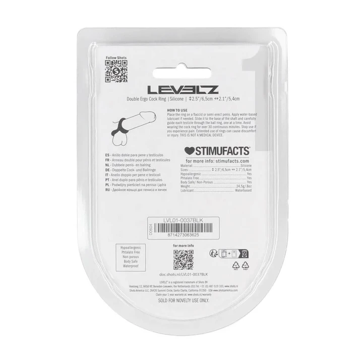 Podwójny pierścień erekcyjny LEVELZ - silikonowy, 5,4 cm, wodoodporny, komfortowy