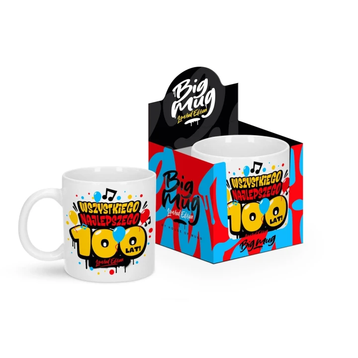 Kubek Big Mug – Kolekcja Urodzinowa, 800 ml, kolorowy design „100 lat”