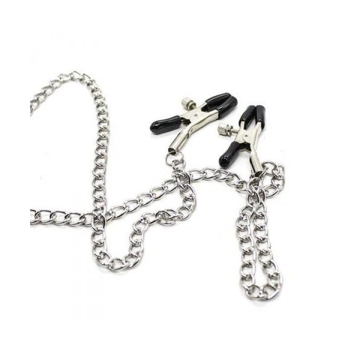 Zaciski na sutki z pierścieniem na penisa Y-Serie, Regulowane, Czarne