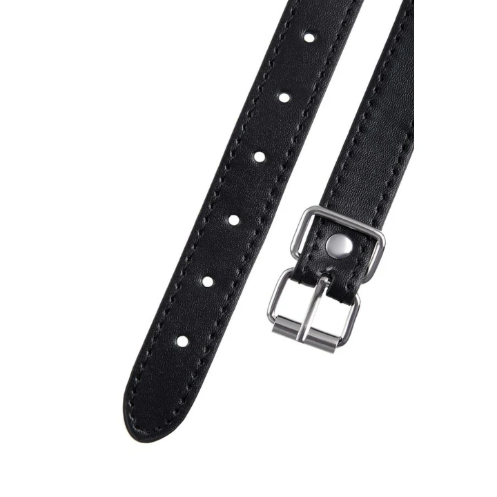 Knebel TPR Anonymo, czarny, 64 cm, z metalową klamrą, zmysłowy styl BDSM