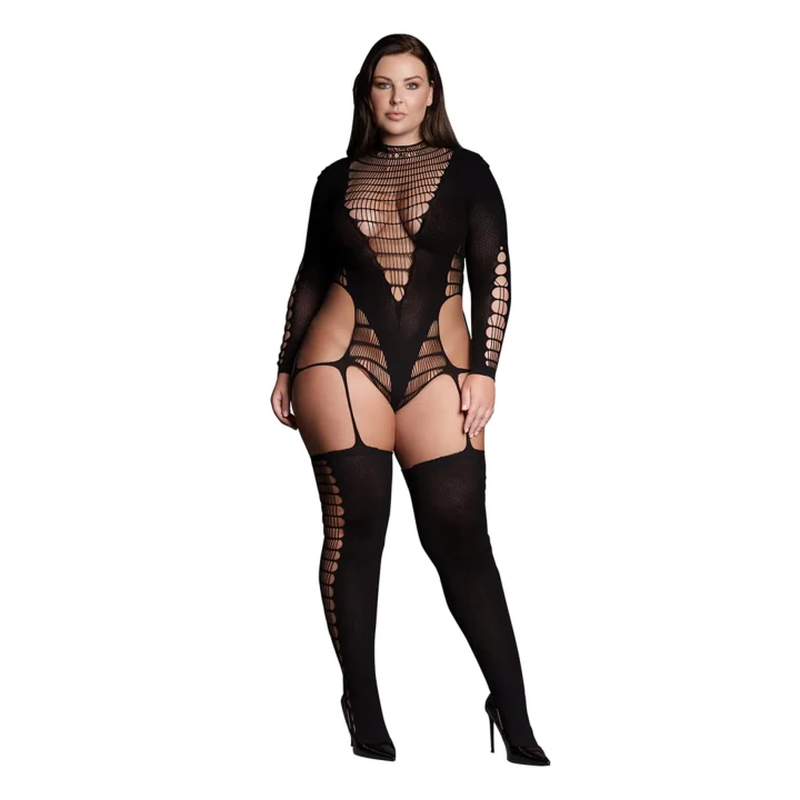 Bodystocking Plus Size LE DESIRE - Turtleneck, Elastyczny Nylon, Wysoka Komfortowość