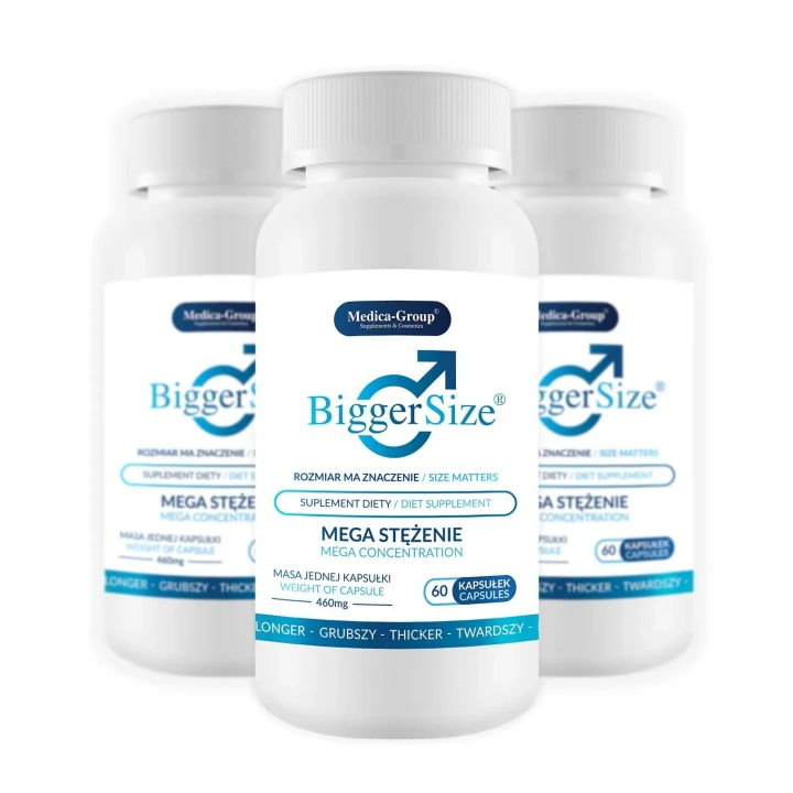 Suplementy diety Bigger Size, zwiększona potencja i dłuższa erekcja, 60 kapsułek