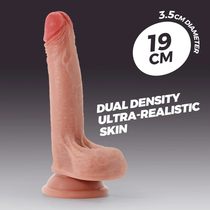 Dildo Crushious Inviktus 19 cm, płynny silikon, przyssawka, wodoodporny