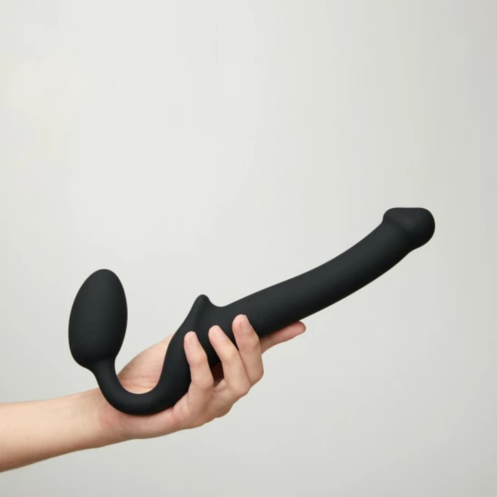 Dildo strap-on bezszwowy Niewibrujący - S, silikon, stymulacja G i łechtaczki, regulowany