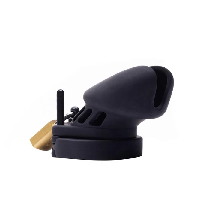 Klatka na penisa Silicone Cock Cage – Fantasy Fetish, silikon, metalowy zamek, 4 pierścienie