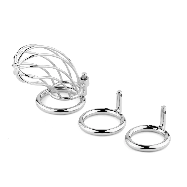 Klatka na penisa Steel Control – stalowa, wydłużona 15 cm, 3 wymienne pierścienie (4/4,5/5 cm)