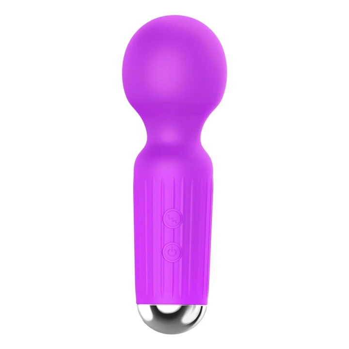 Mini masażer, USB, 20 funkcji, wodoodporny, ergonomiczny uchwyt - Fioletowy