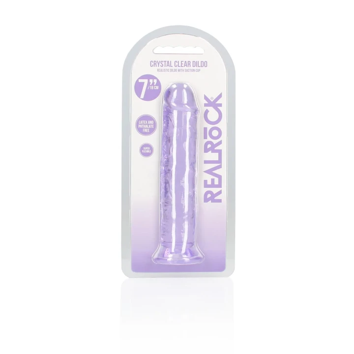 Dildo realne REALROCK Crystal Clear 7''/18 cm, przyssawka, wodoodporne, bez ftalanów