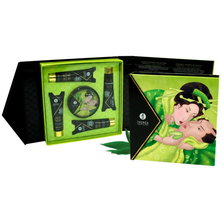 Zestaw do masażu Geisha's Secret Organica - 5 luksusowych produktów z zieloną herbatą