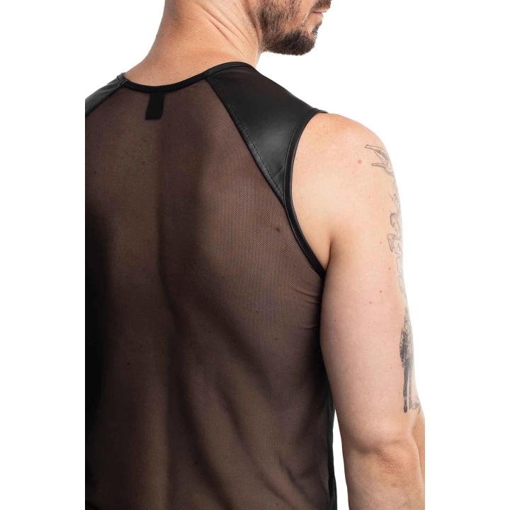 T-shirt REGNES FETISH PLANET — czarny transparentny, wetlookowe wstawki, rozmiar L