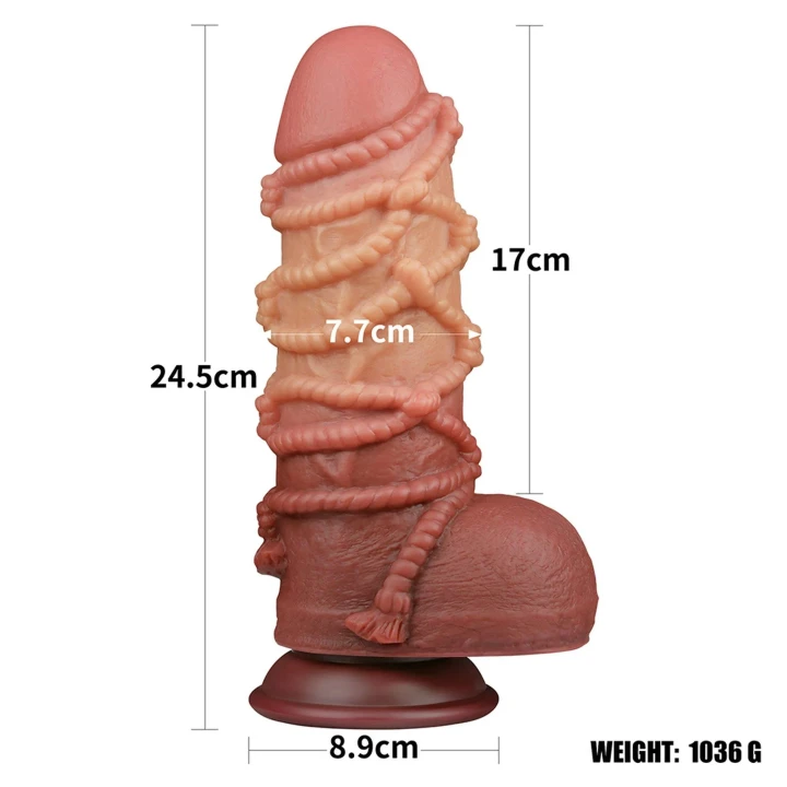 Dildo Platinum Silicone 9,5'' z przyssawką, dwuwarstwowy, realistyczny kształt