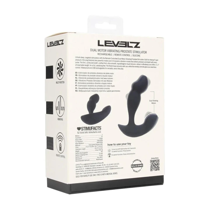 Stymulator prostaty - Zdalny, podwójny silnik, 10 trybów wibracji, silikon płynny