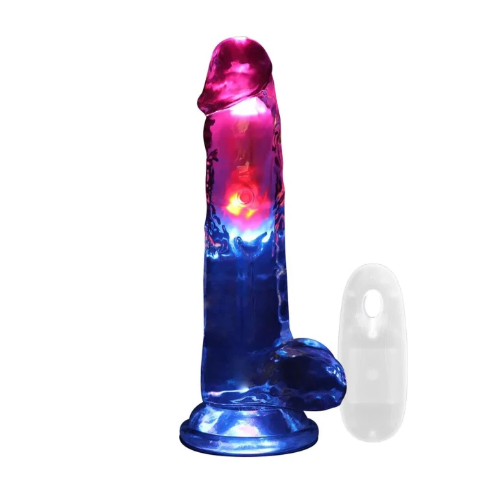 Dildo RealRock 20 cm - wibrujący, przezroczysty, z przyssawką i realistycznym kształtem
