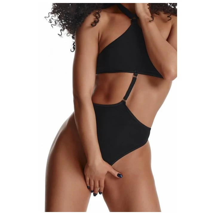 Body DEMONIQ Kolekcja Lady X Nita XXL, Elastyczny materiał, Czarny, Open bottom