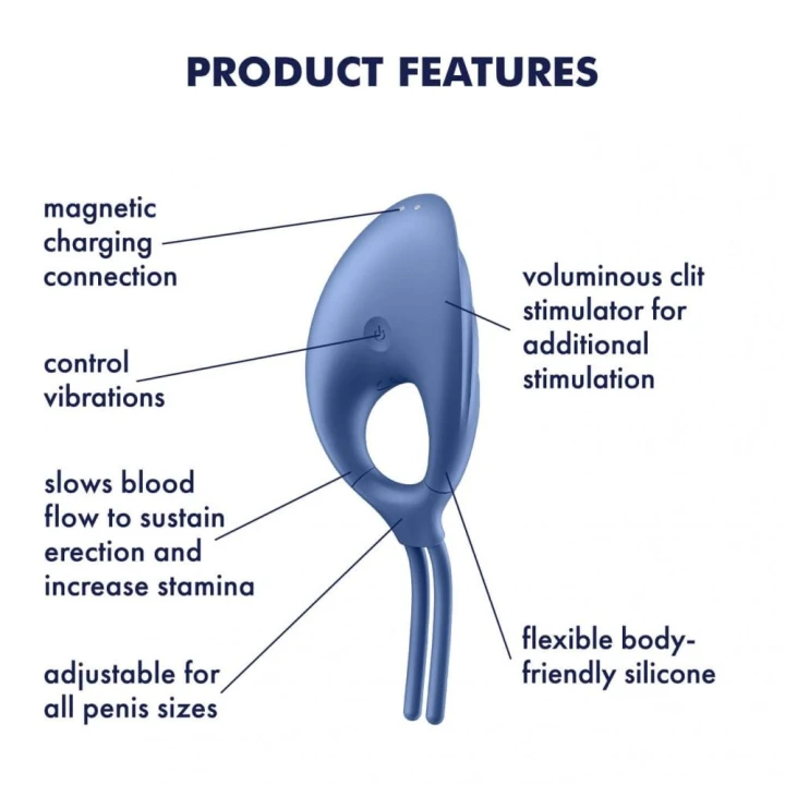 Pierścień wibracyjny Satisfyer Miecznik, silikon medyczny, wodoodporny, regulowany размера.