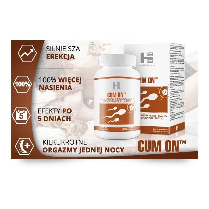 Suplement diety - Cum On - Wzmocnienie Erekcji, Poprawa Jakości Orgazmu, 30 tabletek