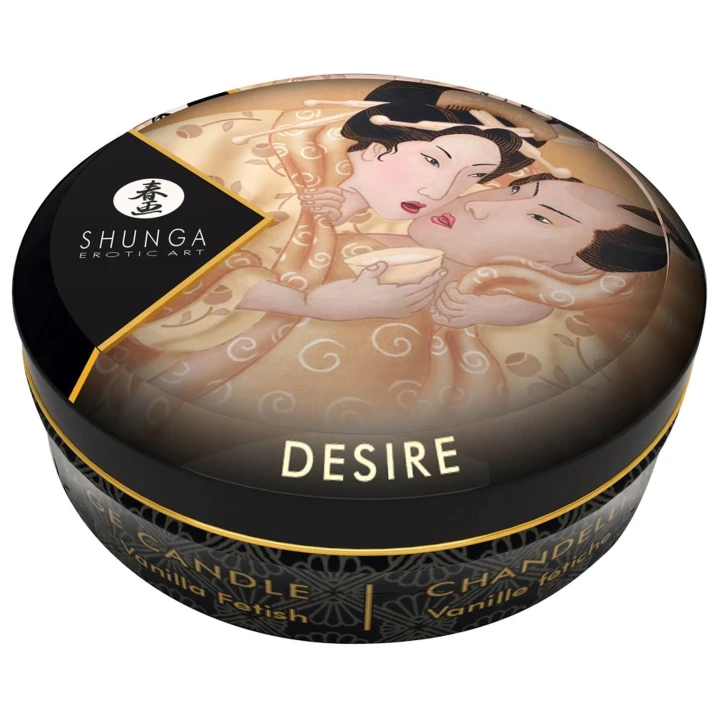 Świeca do masażu Shunga Desire 30 ml, zapach waniliowy, wosk sojowy, metalowe opakowanie
