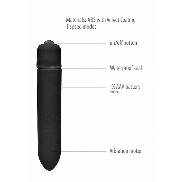 Pojedynczy stymulator - 1 prędkość, 9,3 cm, czarny