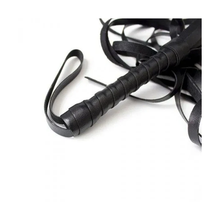 Pejcz - flogger skórzany Fetish Art, frędzle cat-o'-nine-tails, czarny